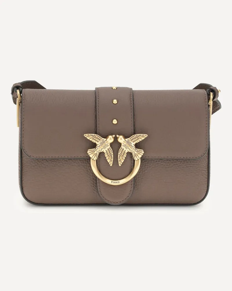 Pinko Love leather Shoulder Bag Female Brown