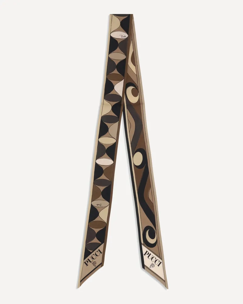 Emilio Pucci Manuba and Moiré print silk Scarf Female Brown