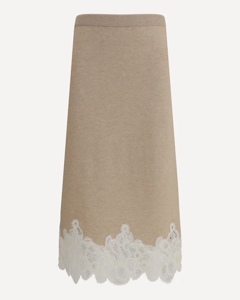 Fabiana Filippi Wool and lace Midi Skirt Female Beige