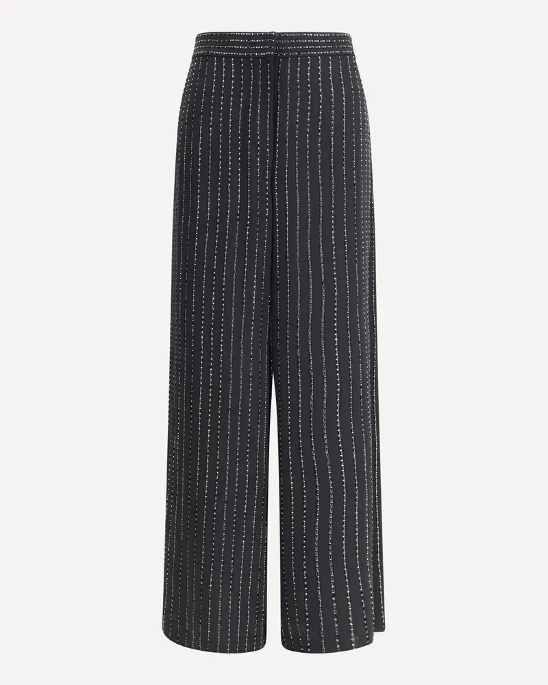 Giorgio Armani Wide-leg silk Pants with strass Female Black