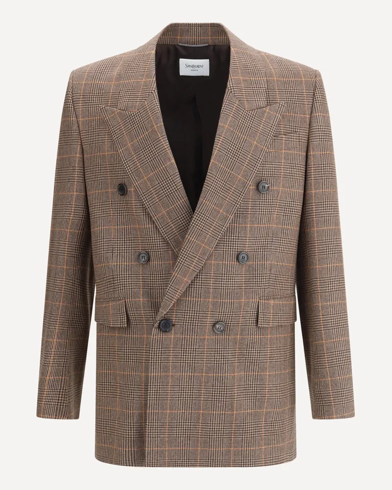 Saint Laurent Prince de Galles wool Blazer Male Beige
