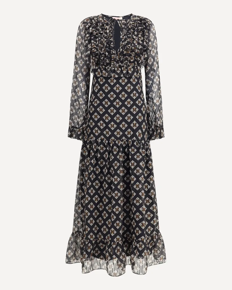 Kristina Ti Silk long Dress with rouches Female Black