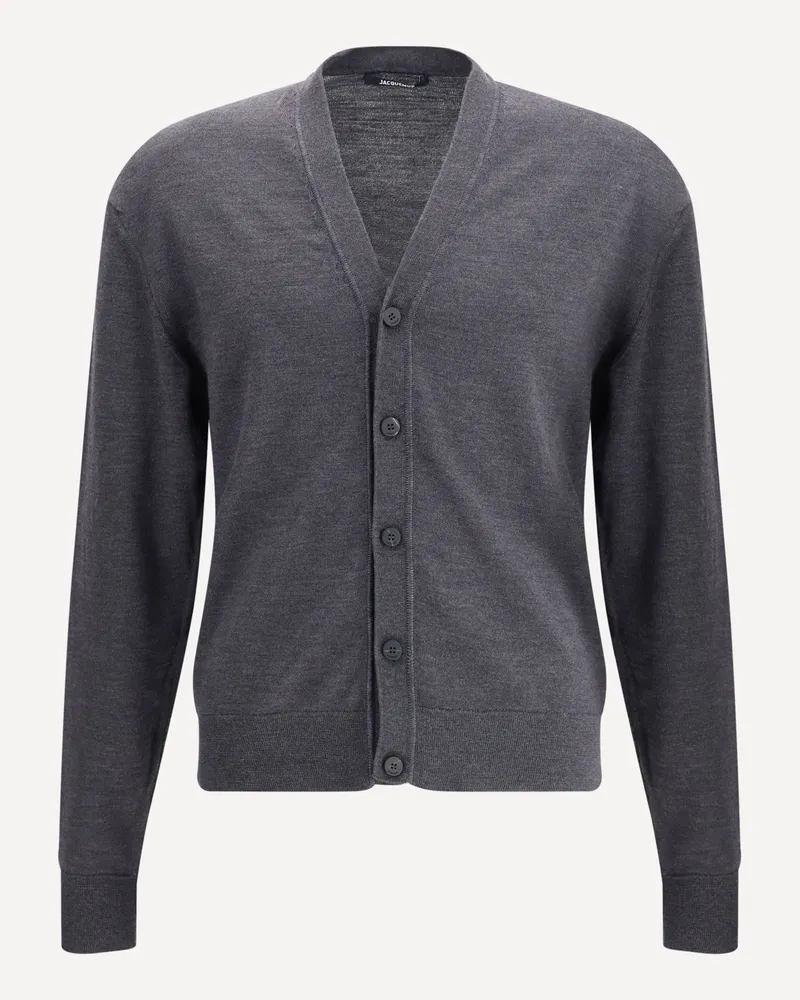 Jacquemus V-neck Merino Wool Cardigan Male Grey