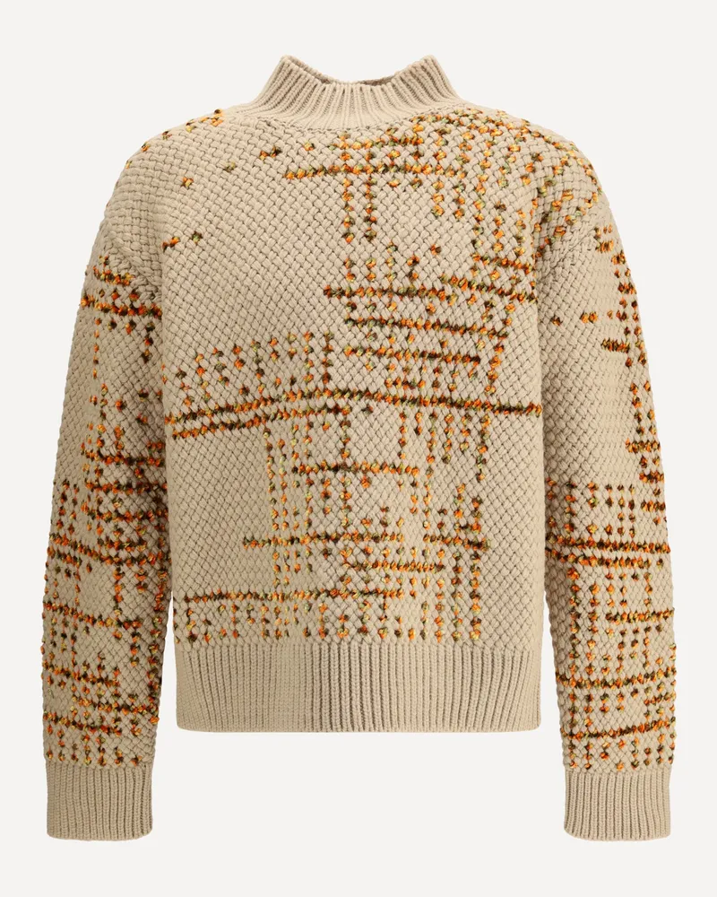 Dries van Noten Wool turtleneck Sweater with jacquard pattern Male Beige