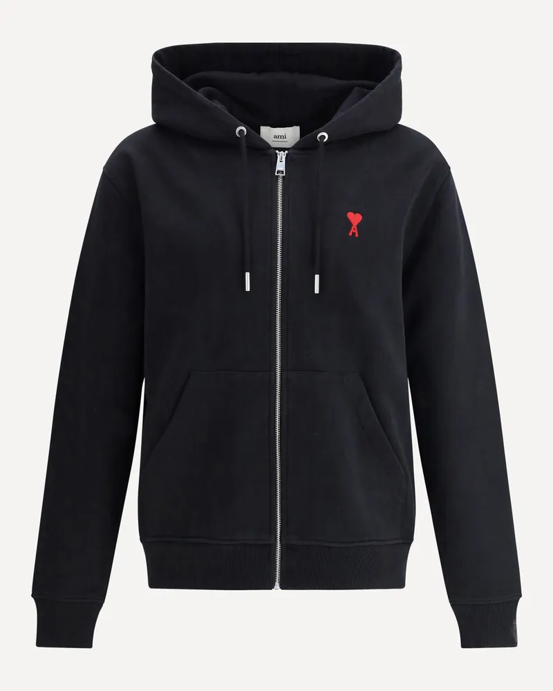 AMI Paris Logoed Hoodie Male Black