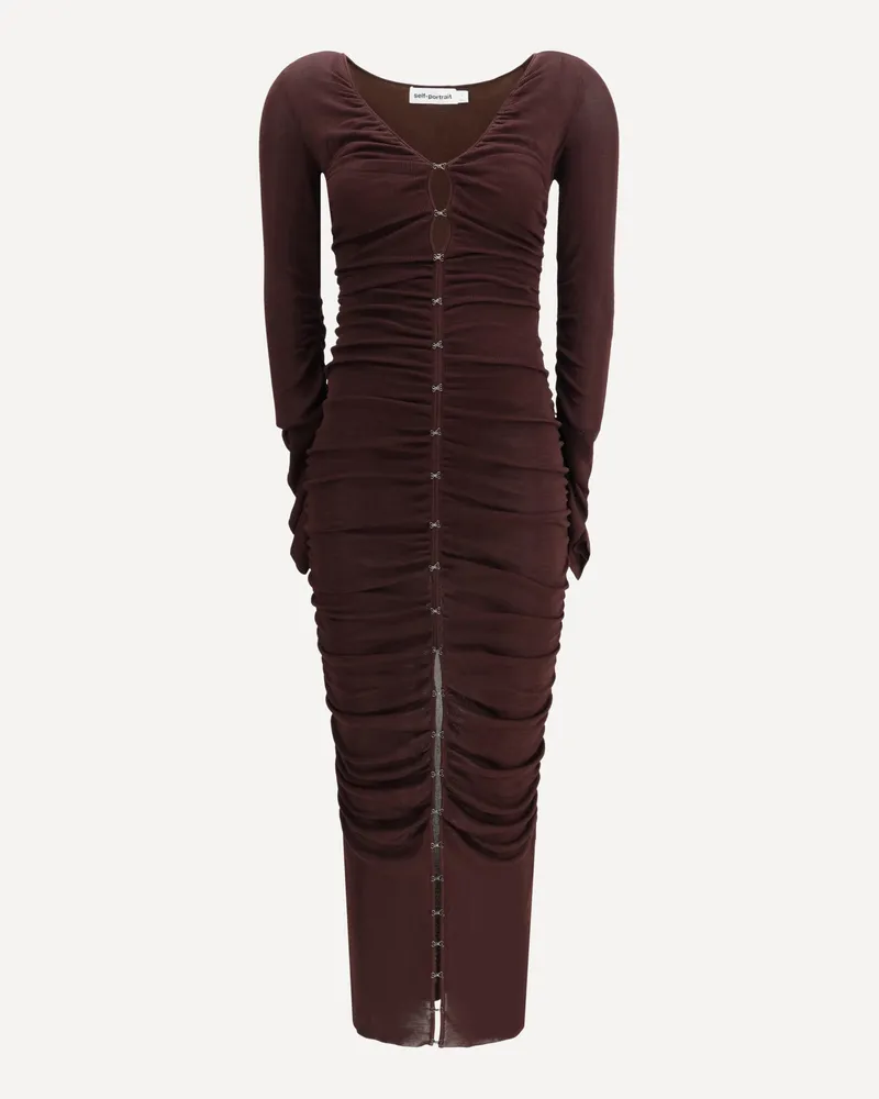 Self-Portrait Draped knit Dress Female Brown