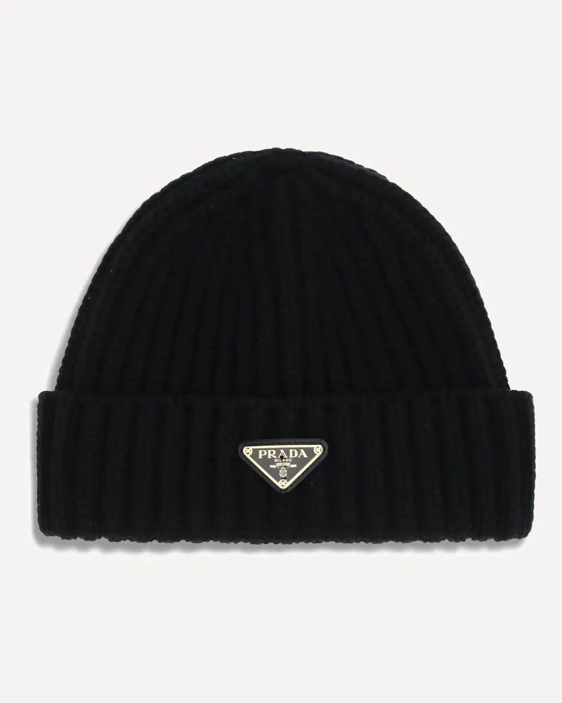Prada Virgin wool Beanie Hat Female Black