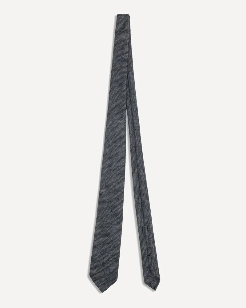 Brioni Herringbone wool Tie Male Grey