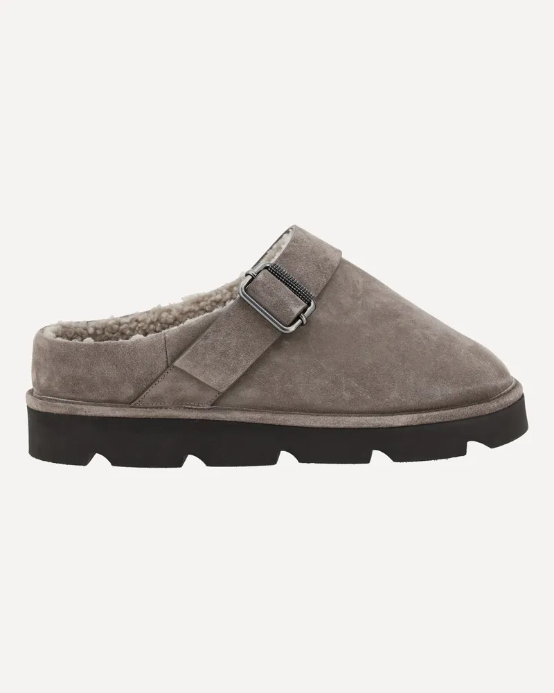 Brunello Cucinelli Fur Sabot Female Grey