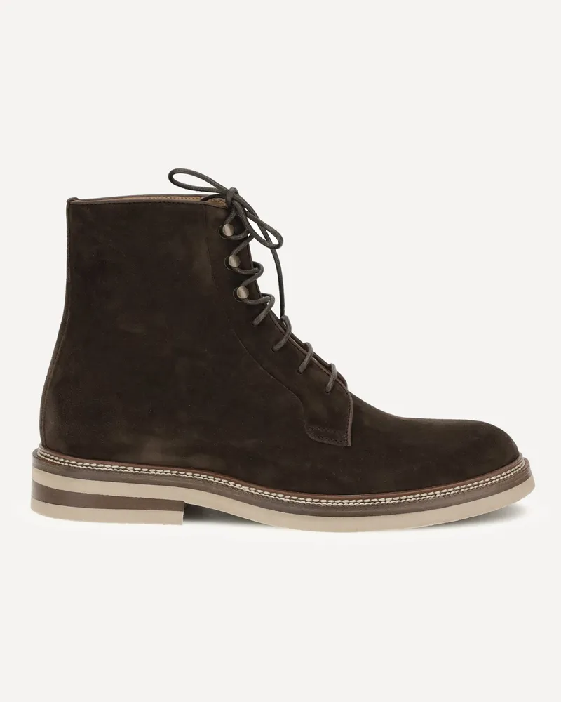 Brunello Cucinelli Suede Ankle Boots Male Brown