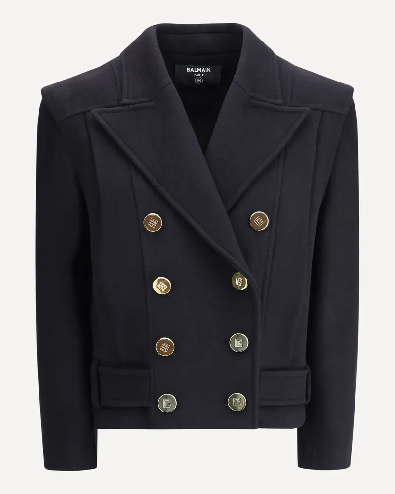 Balmain Wool Double-breasted Coat Female Black