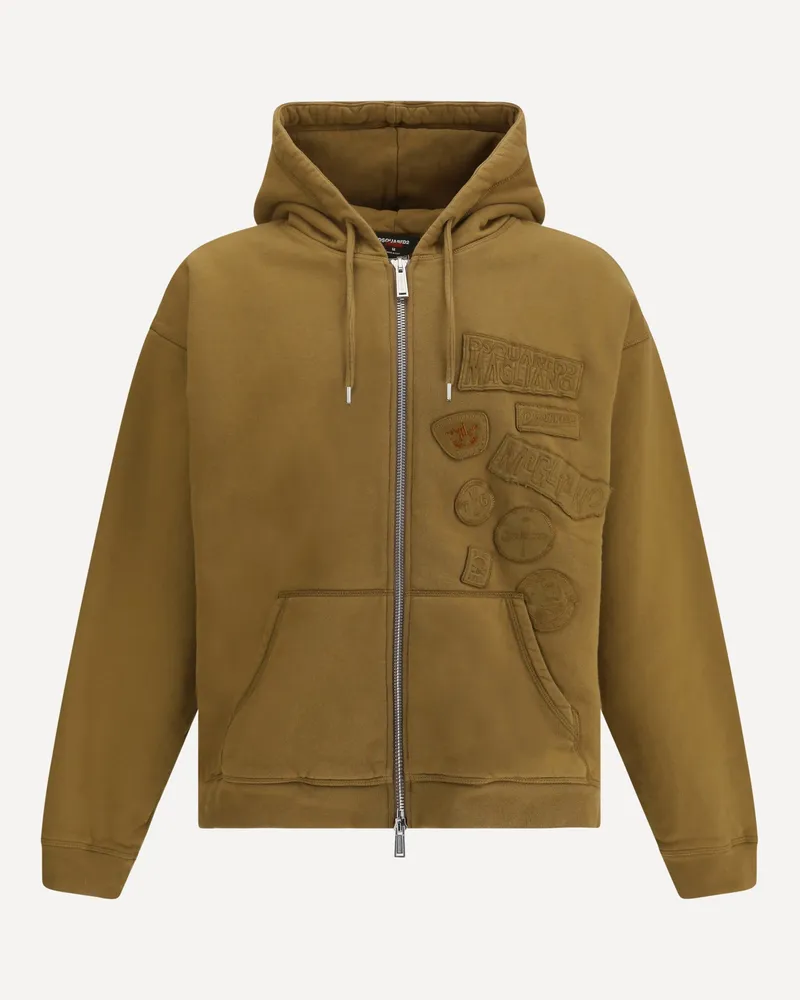 Dsquared2 Zip Hoodie Male Brown