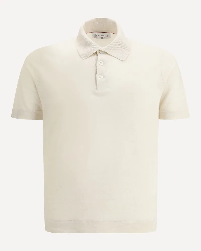 Brunello Cucinelli Linen Polo Shirt Male Beige