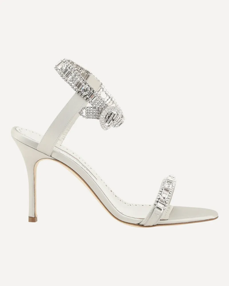 Manolo Blahnik Asasan Satin Sandals Female Silver