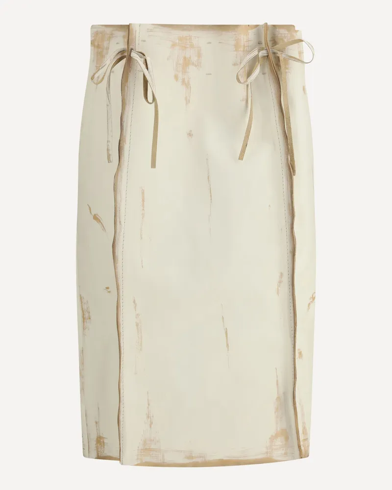 Prada Midi Leather Skirt Female White