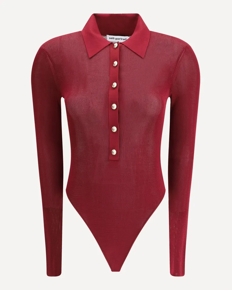 Self-Portrait Knit Bodysuit Female Bordeaux