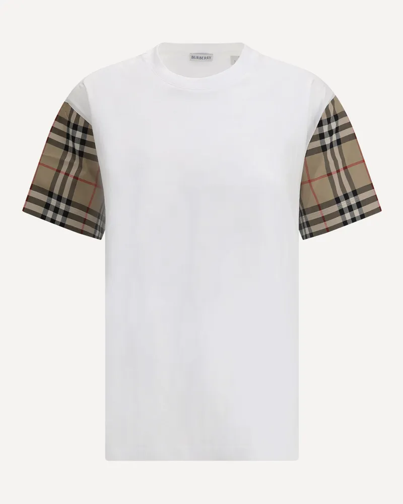Burberry Check Archive Sleeve T-shirt Female White
