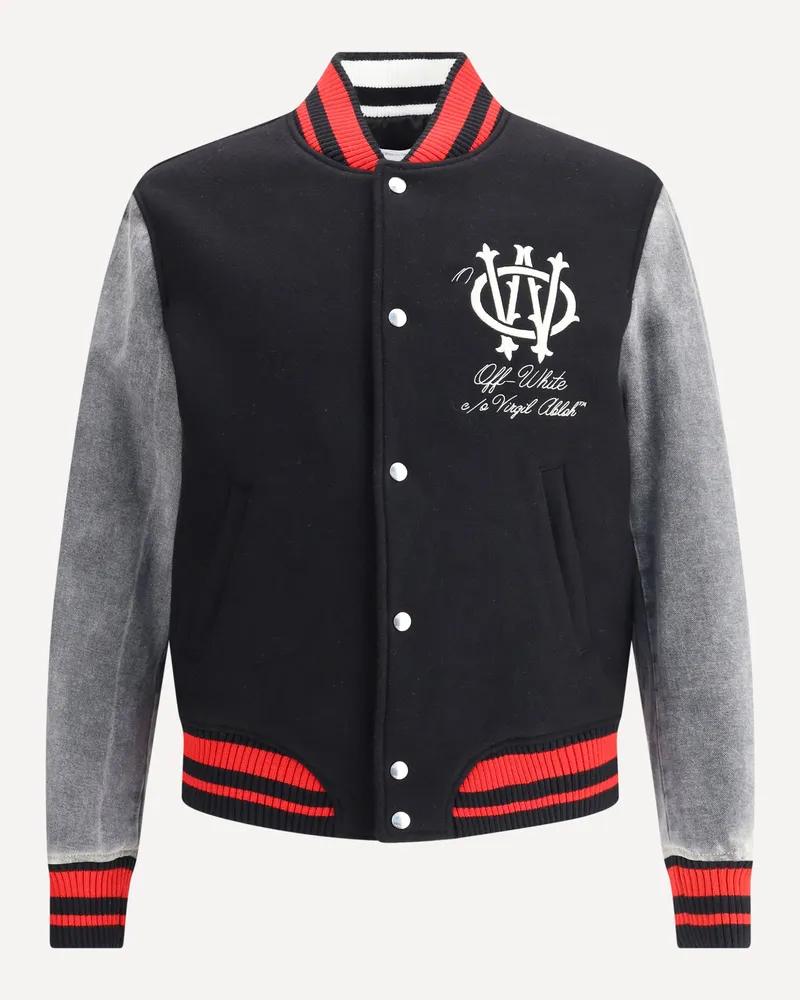 OFF-WHITE Gothic OW Wool Varsity Jacket Male Black