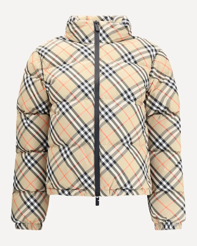Burberry Check Down Jacket Female Beige