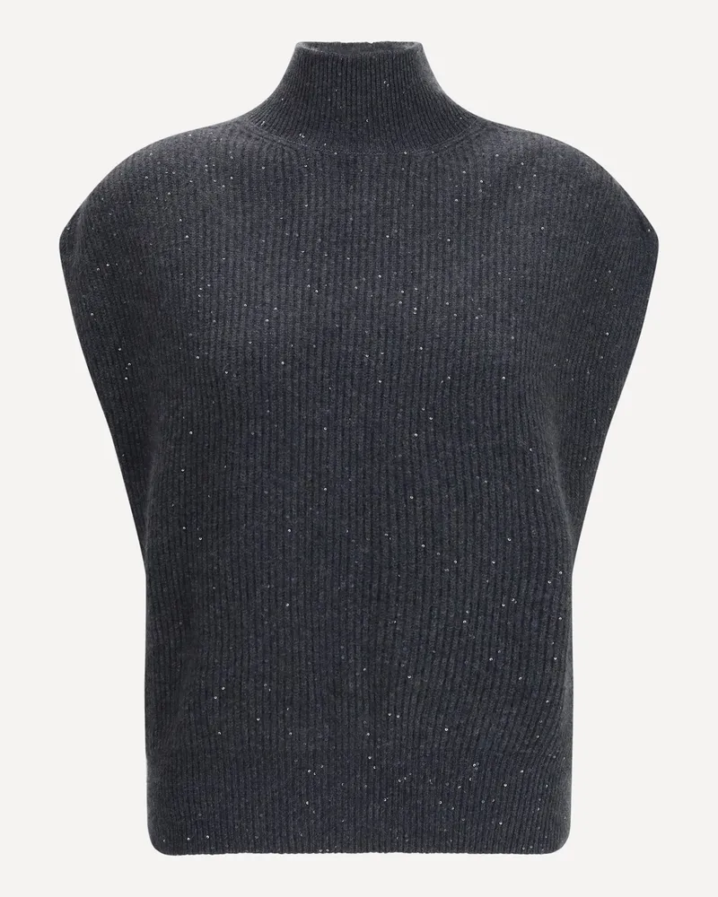 Fabiana Filippi Sleeveless Wool Sweater with sequins Female Grey