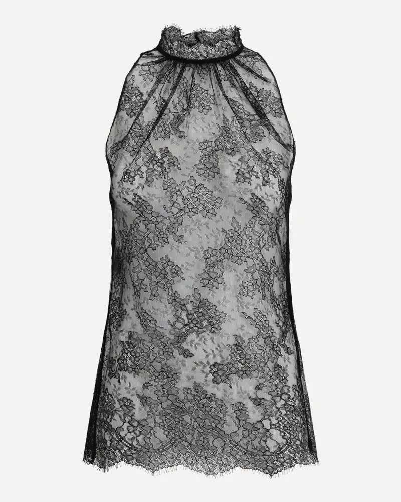 Alexander McQueen Sleeveless black Lace Top Female Black