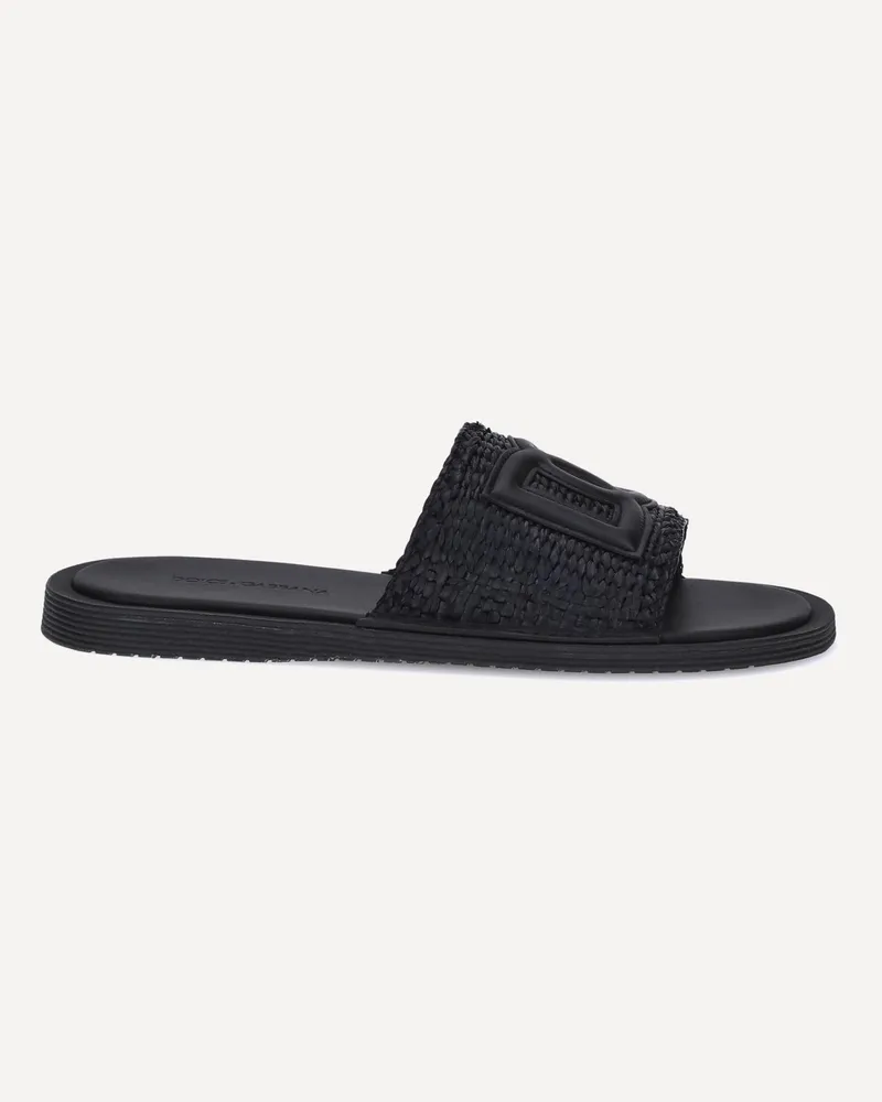 Dolce & Gabbana Crochet raffia Sandals Male Black