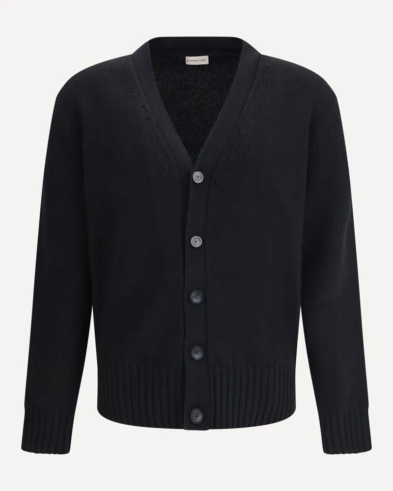 Moncler Wool V-Neck Cardigan Male Black