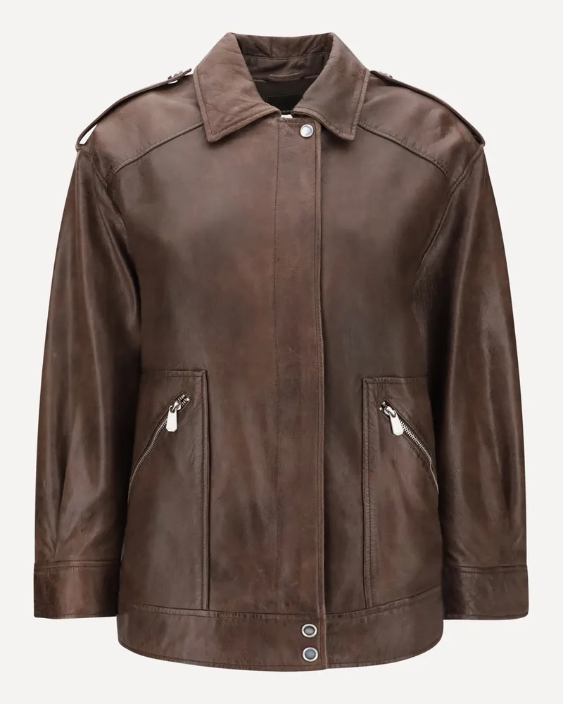 Pinko Leather Jacket Female Brown