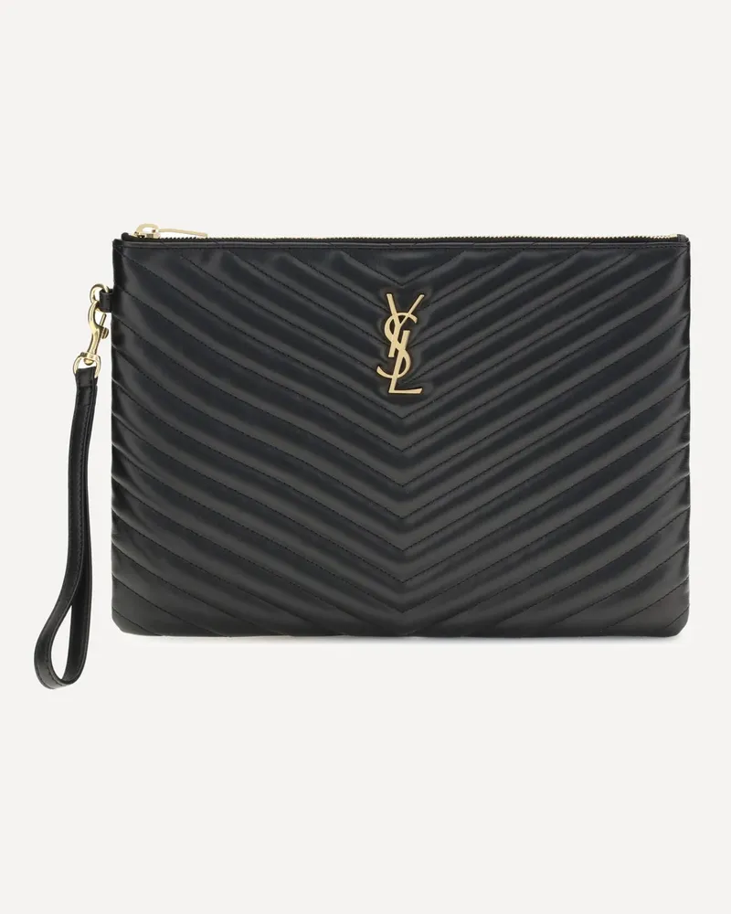Saint Laurent Matelassé leather Pouch Female Black