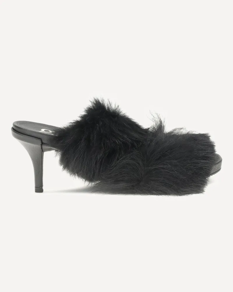 Pedro Garcia Fur-trimmed mules Sandals Female Black