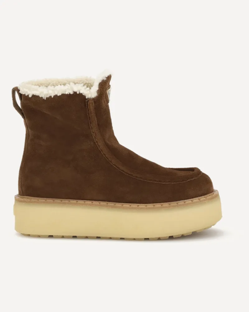 Prada Suede and shearling Ankle Boots Female Brown