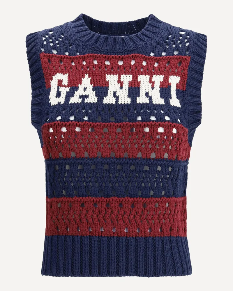 Ganni Striped Vest Female Blue