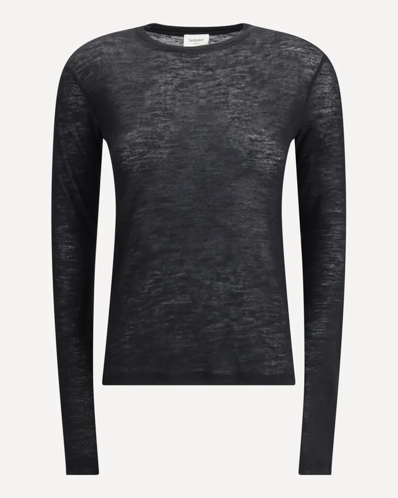 Saint Laurent Short-sleeved T-shirt in Cashmere and Silk Female Black