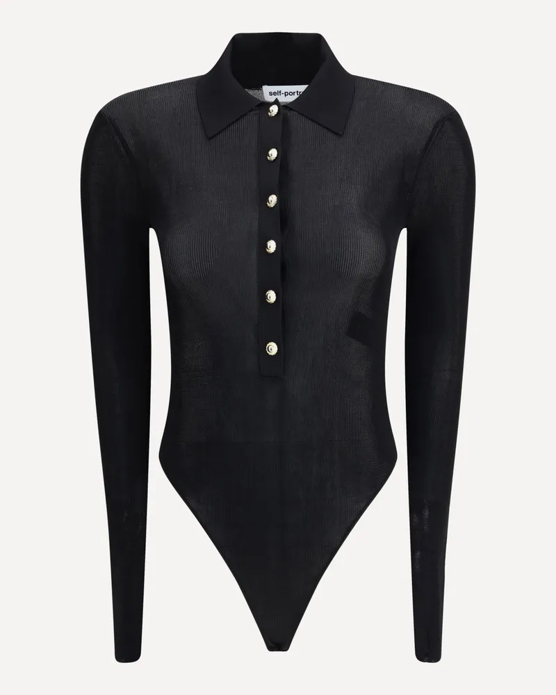Self-Portrait Knit Bodysuit Female Black
