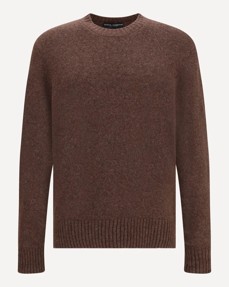 Dolce & Gabbana Crewneck Wool Sweater Male Brown