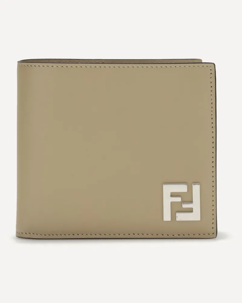 Fendi FF leather and canvas bifold Wallet Male Beige