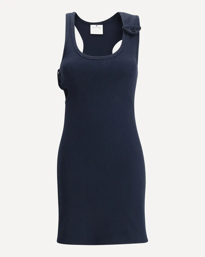 Courrèges 90s Rib midi Dress Female Blue