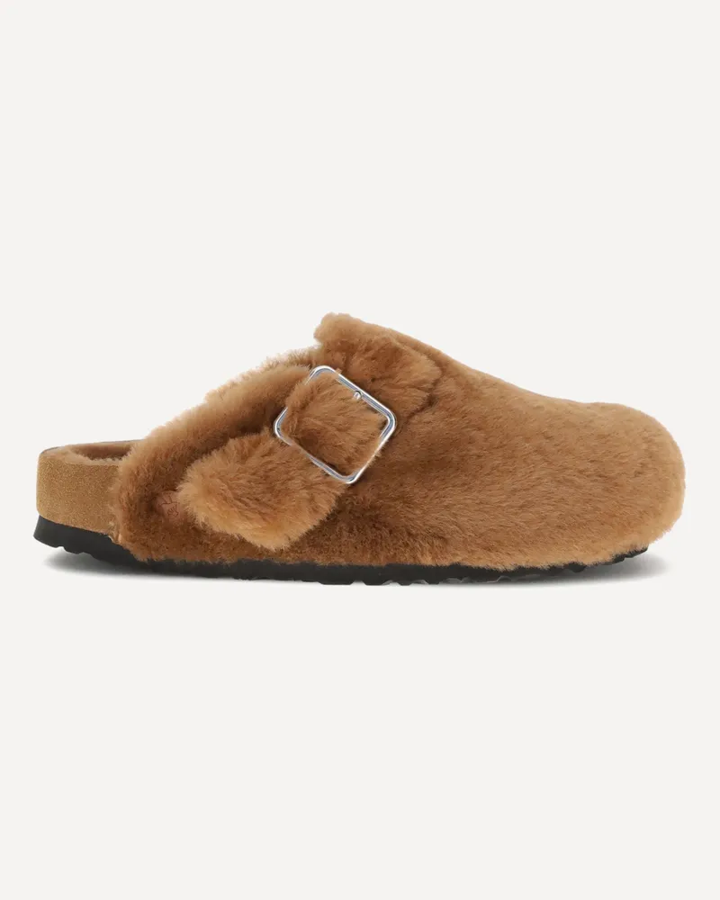 Birkenstock Shearling Boston Mules Female Beige