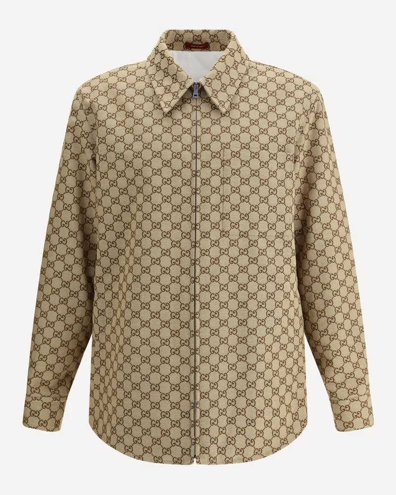 Gucci GG Shirt Jacket Male Brown