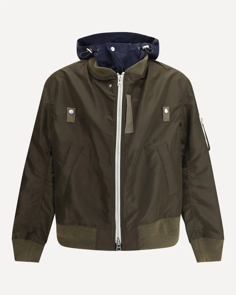 Sacai Nylon bomber Jacket Male Green