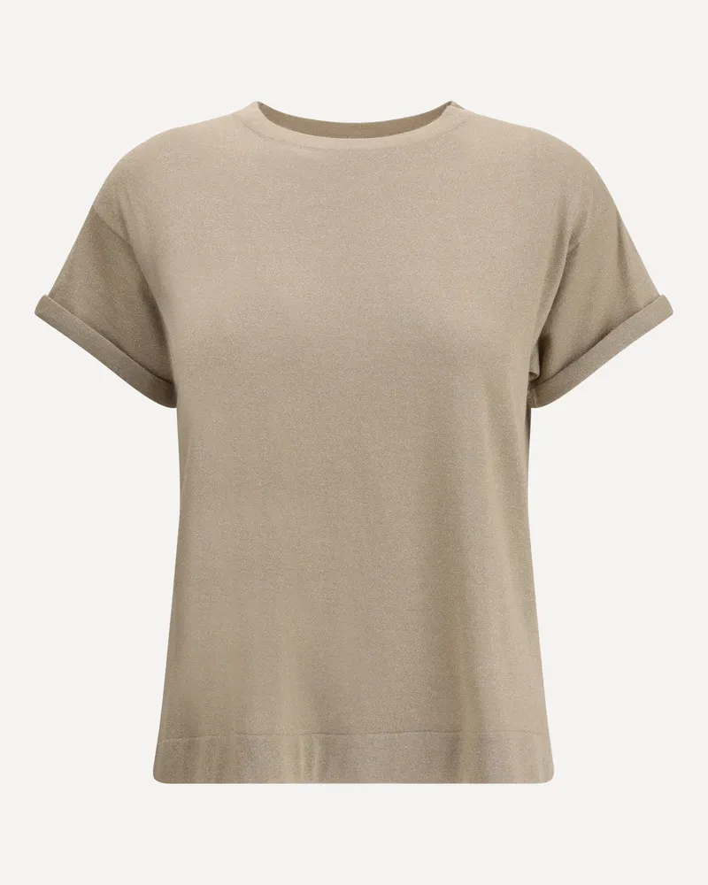 Brunello Cucinelli cashmere glitter T-shirt Female Beige