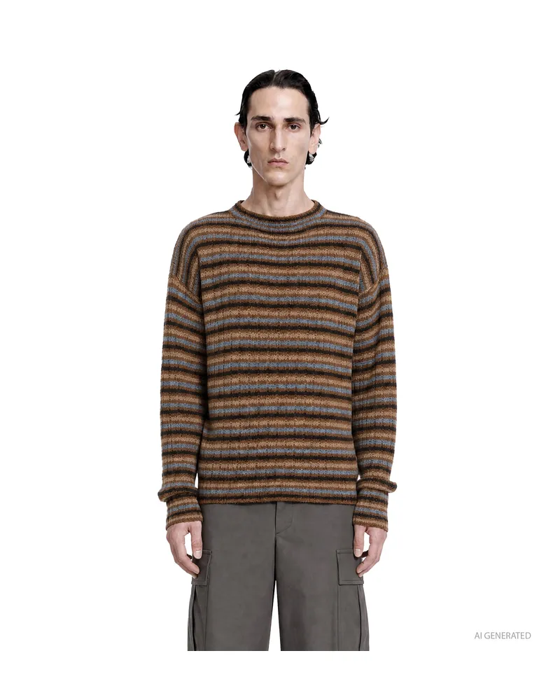 Prada Shetland Wool Boat Neck Sweater Brown