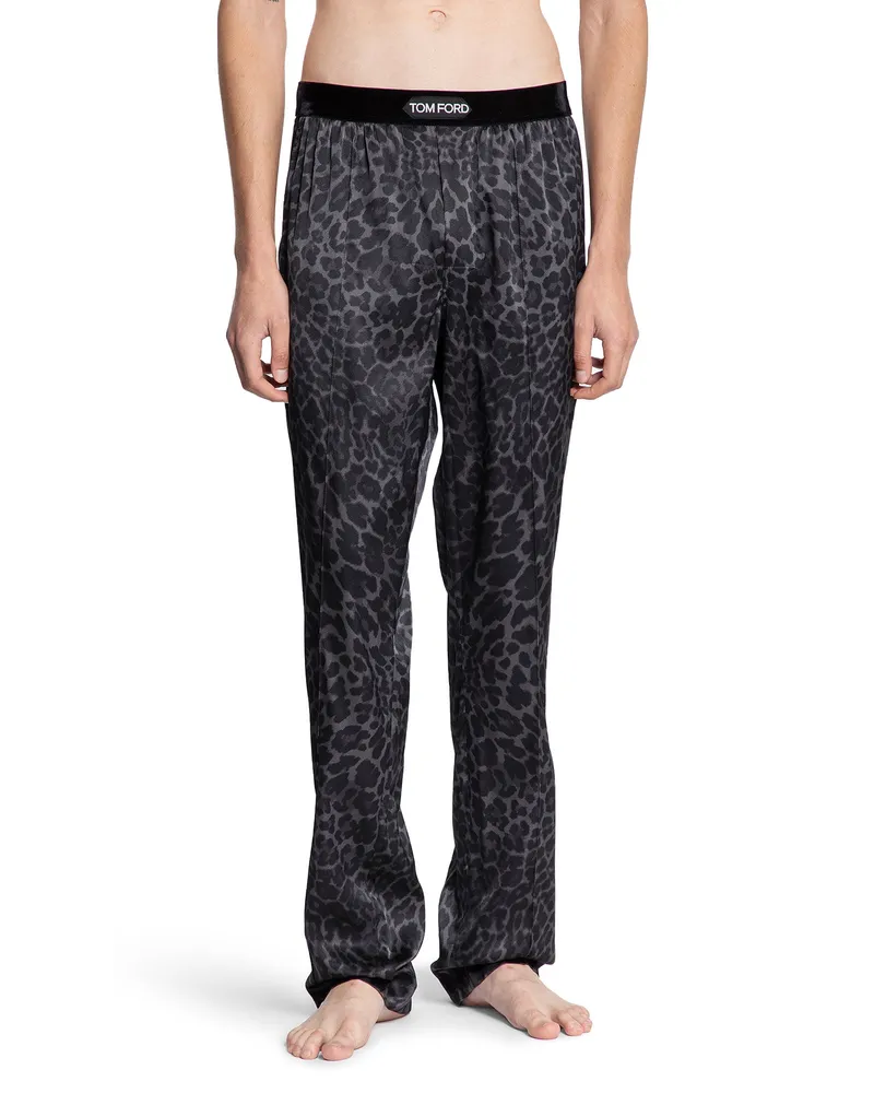 Tom Ford Reflective Leopard Print Pyjamas Grey