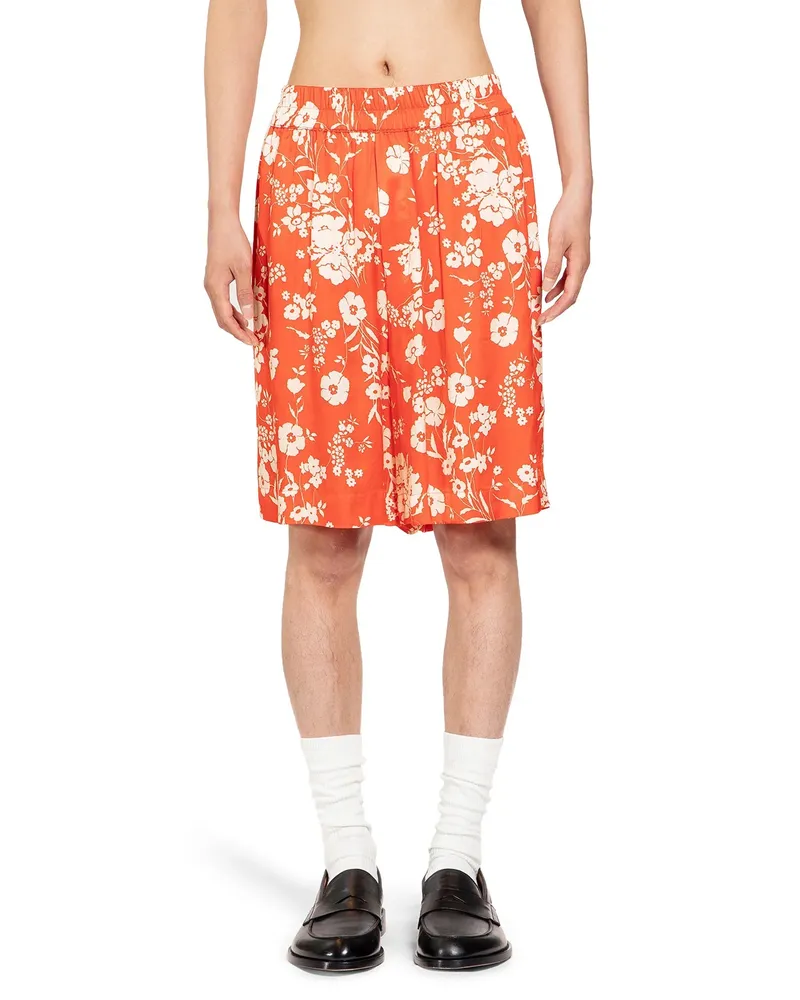 Laneus Shorts in raso a stampa floreale Red