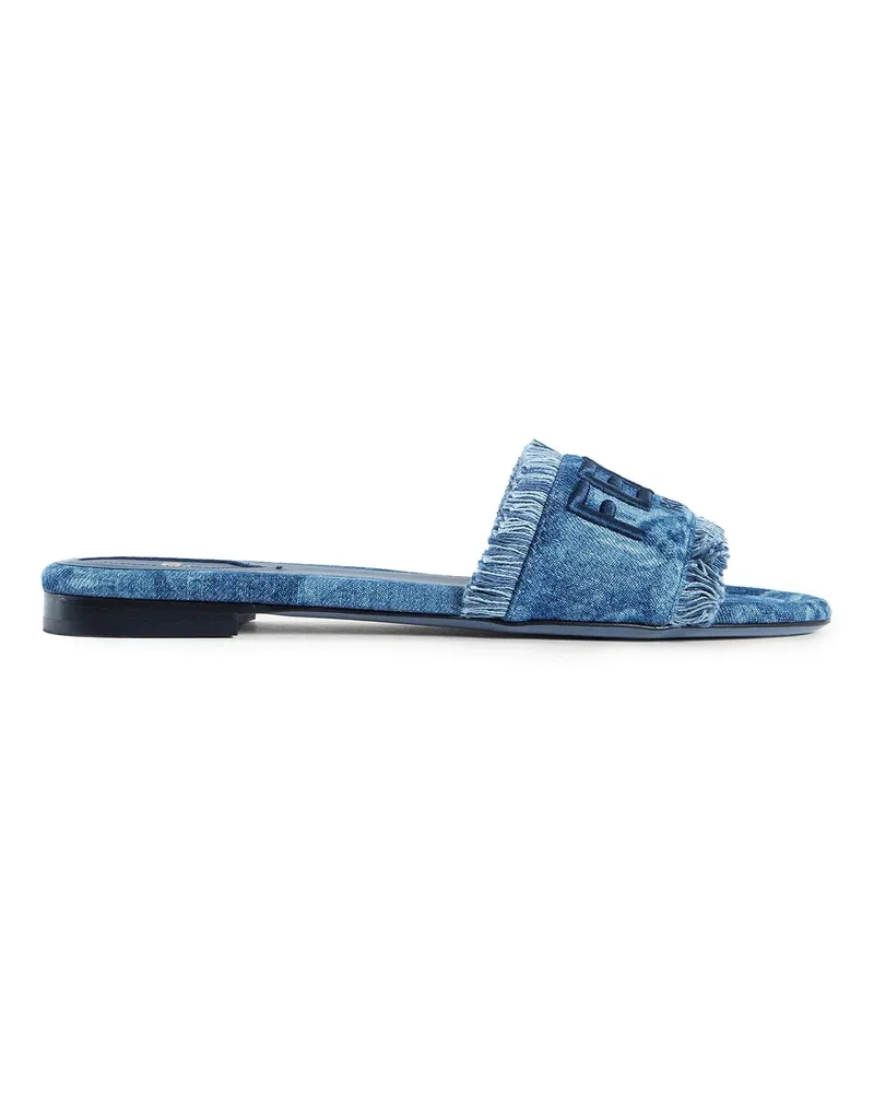 Fendi Sunshine FF Denim Slides Blue