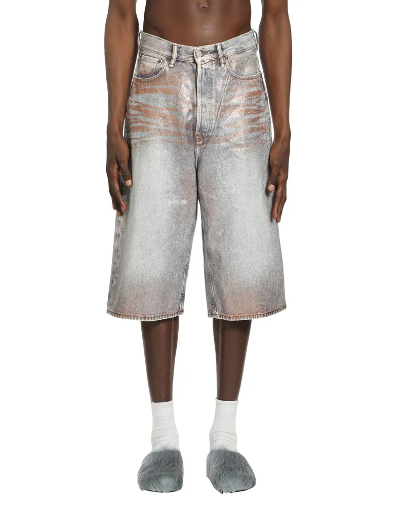 Acne Studios Viscose Cotton Denim Shorts Blue