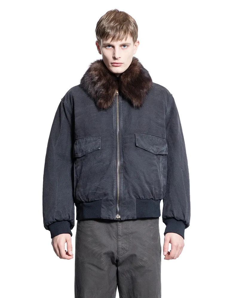 Prada Giacca Blouson con Colletto in Montone Black