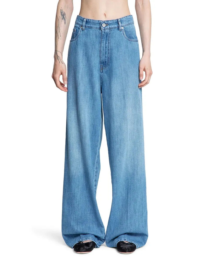 Miu Miu Washed Denim Jeans Blue