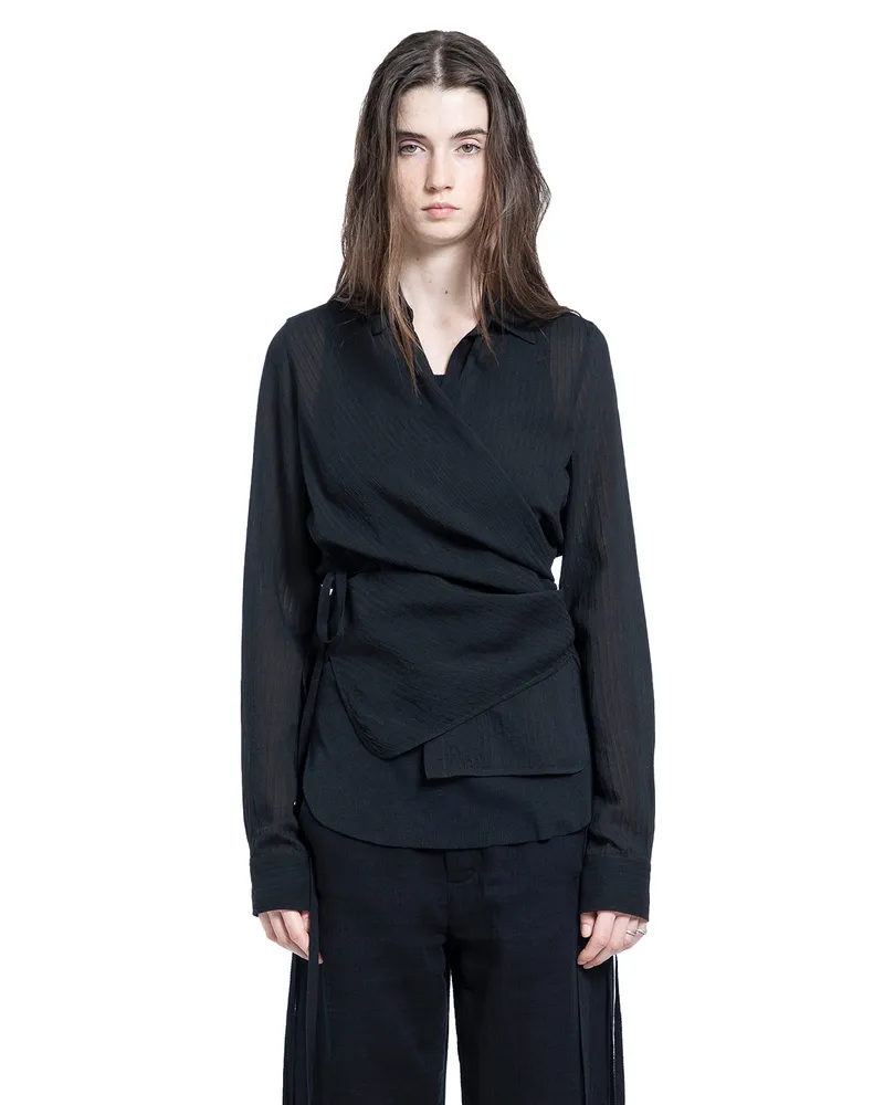 Ann Demeulemeester Alba Asymmetric Wrap Shirt Black