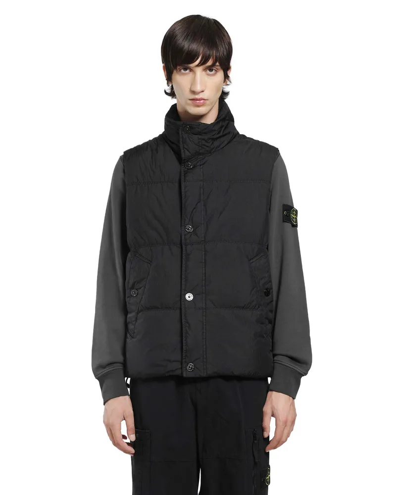 Stone Island G100010 Crinkle Reps Down Vest Black